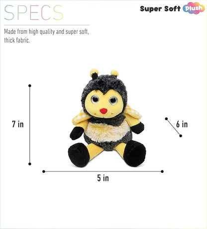 DolliBu Sitting Bee Plush - Super Soft Bee Insect Stuffed Animal, Cute Realistic Stuffed Animal Bee Plush Toy for Boys and Girls 7 Inches
