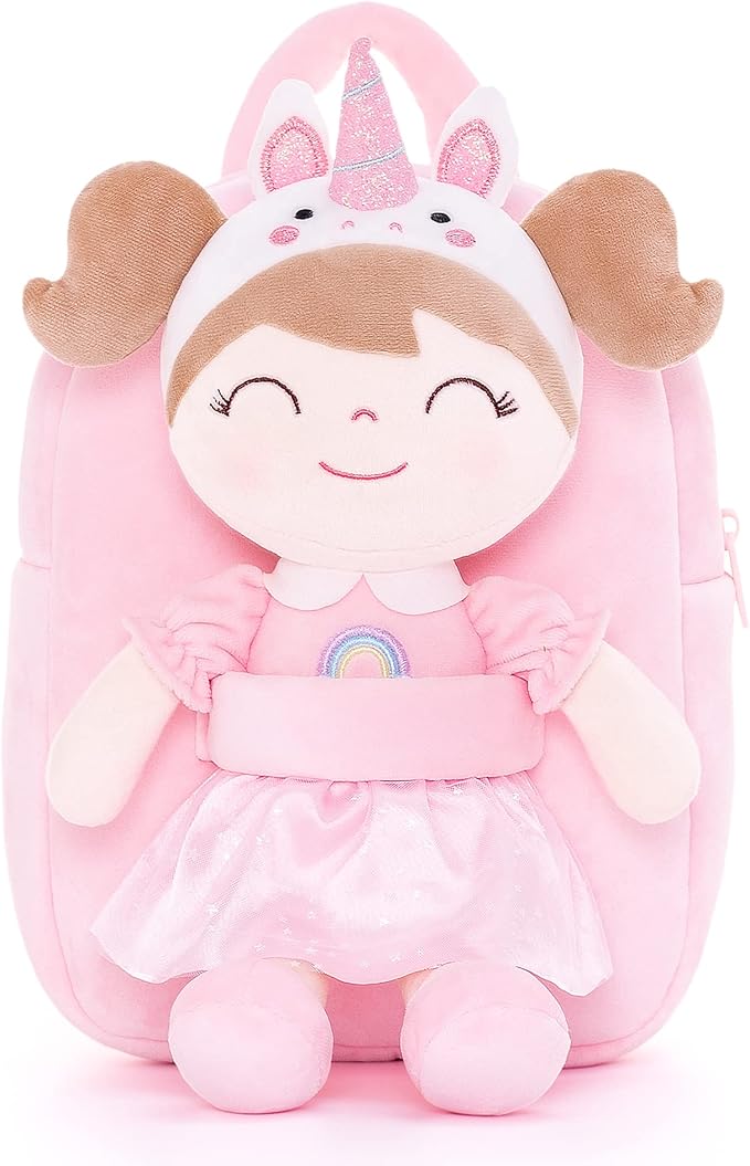 Gloveleya Toddler Backpack Kids Backpack soft unicorn Girl Doll Backpacks 9"