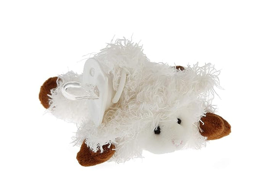 Furry Friend Pacifier Plush Toy - Ultra Soft Cuddly 100% Polyester with Medical Grade Silicone Pacifier (Color Varies), Machine Washable