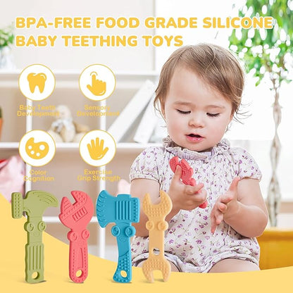TYRY.HU Baby Teething Toys for Babies 0-6 Months 6-12 Months, BPA Free Silicone Baby Molar Teether Chew Toys 4 Packs