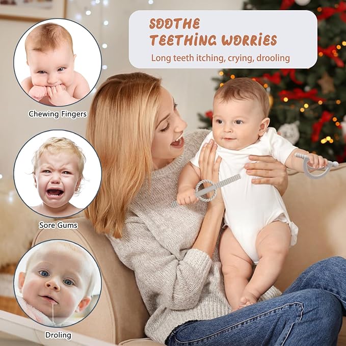 2 Pack Baby Teether Toys for Teething Relief Toys for 0-6,12 18 Months