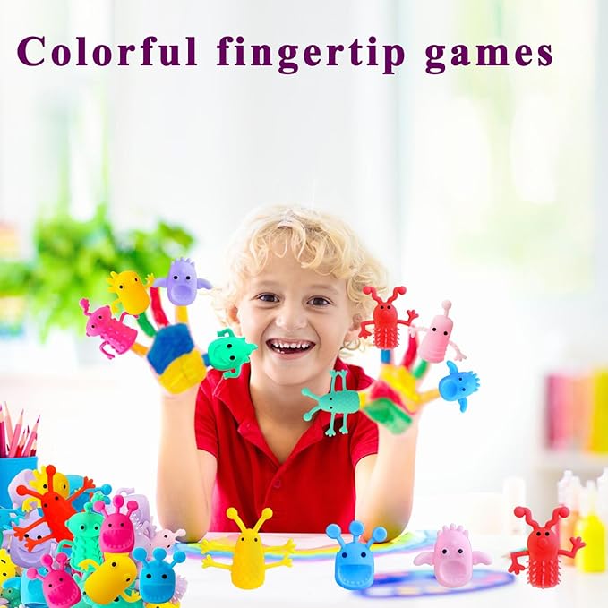 30pcs Monster Finger Puppets Toys,Cute Rubber Finger Doll Toys