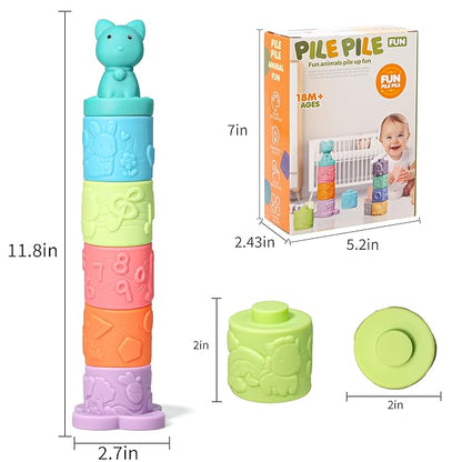 6 Pcs Stacking & Nesting Circle Toy,Soft Building Rings Stacker & Teethers 6+ Months