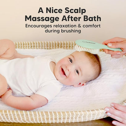 KeaBabies Baby Hair Brush - Soft Goat Bristles, Cradle Cap Brush