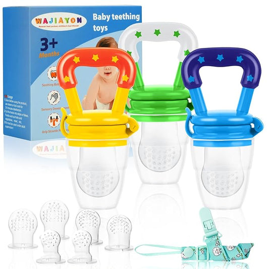 WAJIAYON Baby Fruit Feeder/Food Feeder Pacifier (3 Pack)- Infant Teething Toys | Fruit Pacifier Feeder