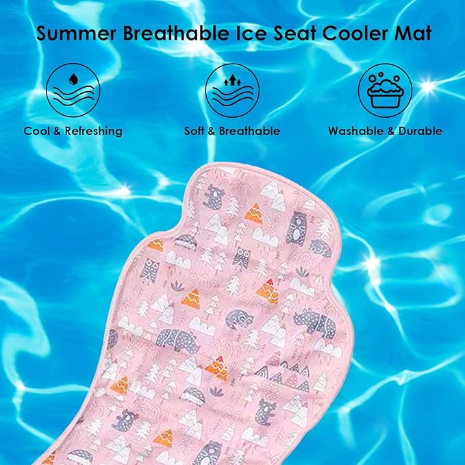 Gel Car Seat Cooler Pad, Summer Soft Breathable Cooling Pad Ice Cushion for Babies, Washable Summer Cooler Mat for Stoller, High Chair, Safety Seat