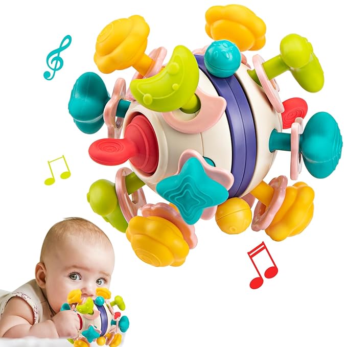 TOHIBEE Baby Montessori Sensory Toys for 0-6 6-12 Months, Food Grade Teething Toys for Babies 0 3 6 9 12 18 Months 1 2