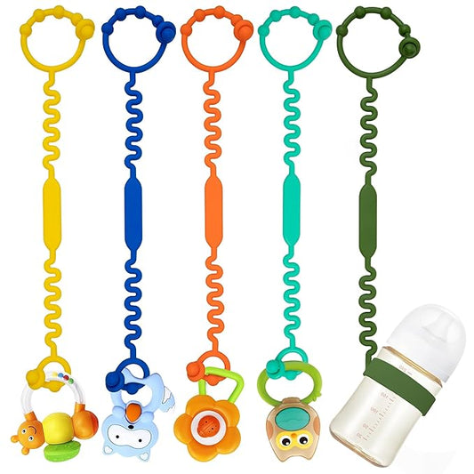 Silicone Toy Straps for Baby, Pacifier Holder Clip with Self-Adjusting Bayonet Chairs(5pcs)