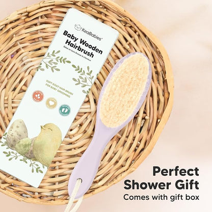 KeaBabies Baby Hair Brush with Soft Goat Bristles, Cradle Cap Brush