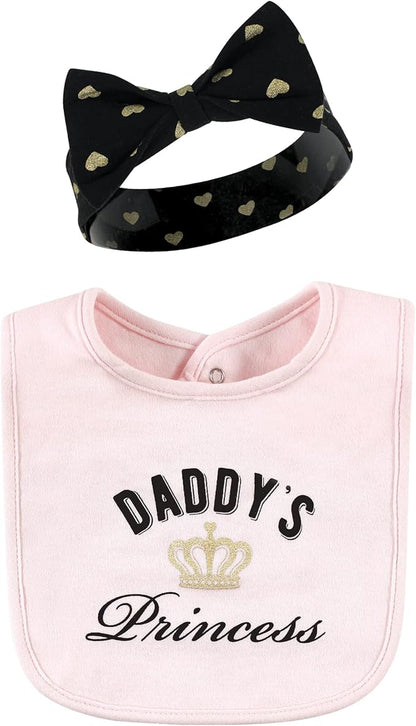 Hudson Baby Unisex BabyCotton Bib and Headband or Caps Set