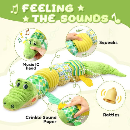 Baby Toys 0 to 12 Months, Musical Stuffed Animal Activity Soft Toys with Multi-Sensory Crinkle