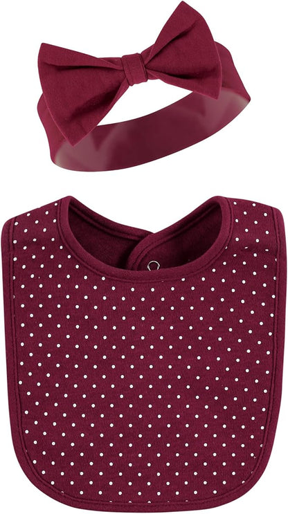 Hudson Baby Unisex BabyCotton Bib and Headband or Caps Set
