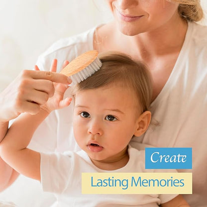 The Hat Pros Wooden Baby Hairbrush & Comb Set for Newborn and Toddlers Soft Goat Hair Brush for Babies and Infants Prevents Cradle Cap