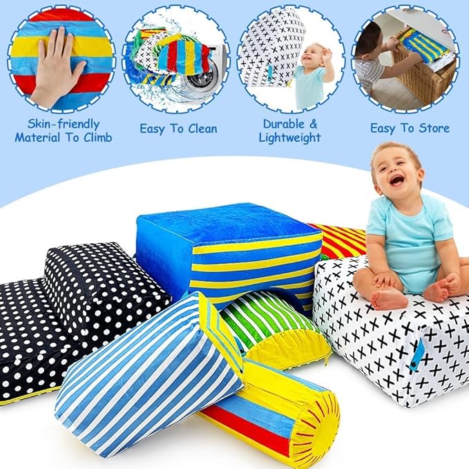 teytoy Climb and Crawl Playset,Inflatable Climbing Blocks for Toddlers Climbing Toys Indoor Soft Play Activity Playset Toys(7 PCS)