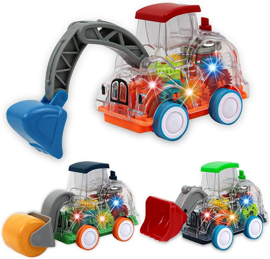 Inertia Construction Car Toys 3 Sets Light Up Transparent Car 3-6 Years