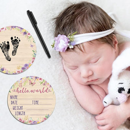 Thyle Baby Announcement Sign Wooden Baby Name Sign for Hospital