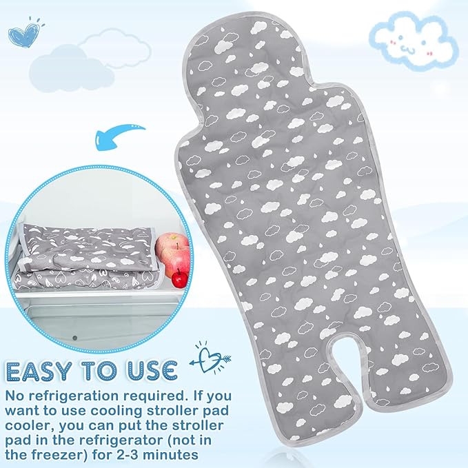 Pinkunn 2 Pcs Gel Car Seat Cooling Pad for Baby Summer Breathable Ice Cushion Multifunctional Ice Stroller Cooler Mat for Stroller Baby Dining Chair Child Safety Seat(Assorted Color,Heart, Cloud)