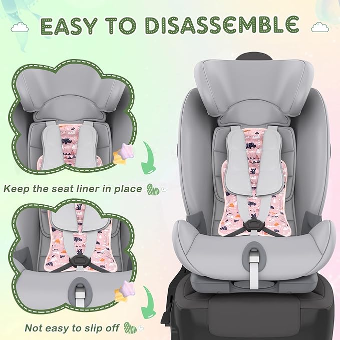 Pinkunn 2 Pcs Gel Car Seat Cooling Pad for Baby Summer Breathable Ice Cushion Multifunctional Ice Stroller Cooler Mat for Stroller Baby Dining Chair Child Safety Seat(Bright Color,Forest)