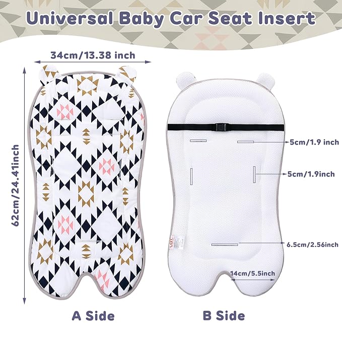Baby Carriage Cushion, Universal Breathable Car Seat Insert Cushion, 3D Air Mesh Baby Seat Pad Liner for CarSeat, Buggy, High Chair (Geometry)