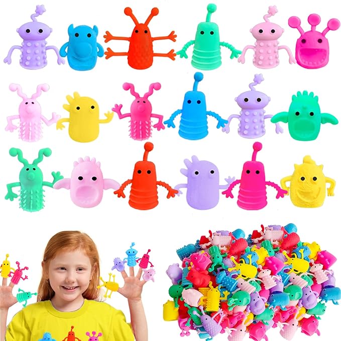 30pcs Monster Finger Puppets Toys,Cute Rubber Finger Doll Toys
