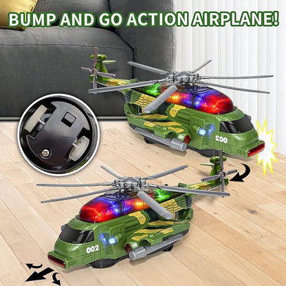 Helicopter Toys for Toddlers,Kids Airplanes Toys Musical Army Planes with Sound and Light 2 3 4 5