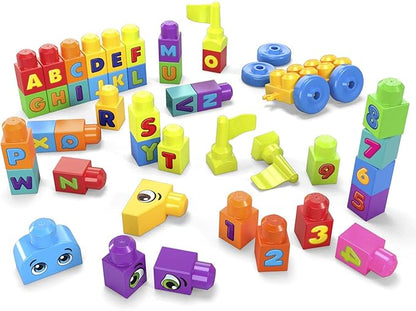 MEGA BLOKS First Builders Toddler Blocks Toys Set, Even Bigger Building Bag with 300 Pieces and Storage 1+ Years