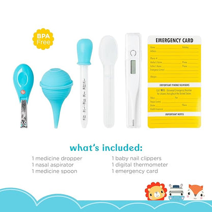 Fisher-Price 6-Piece Baby Healthcare Kit, Newborn Essentials, Baby Gift Set, Includes Medicine Dispensers, Aspirator, Baby Nail Clippers, Baby Thermometer