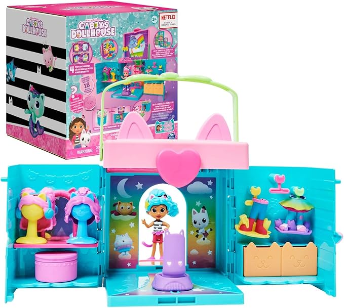 Gabby’s Dollhouse, Dress-Up Closet Portable Playset with a Gabby Doll, Surprise Toys and Photo Shoot Accessories, Kids Toys for Ages 3 and up