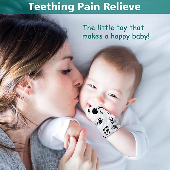 Baby Teething Mitten BPA-Free Panda Teething Mitts Teething Toy Infant Bag(1 Pair)