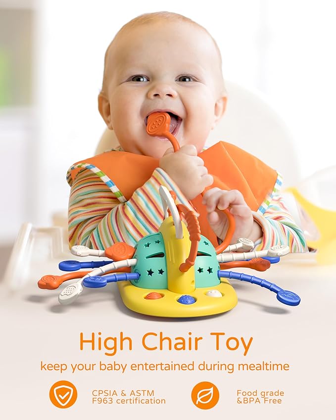High Chair Toys with Suction Cup, Montessori Toys for 1 Year Old