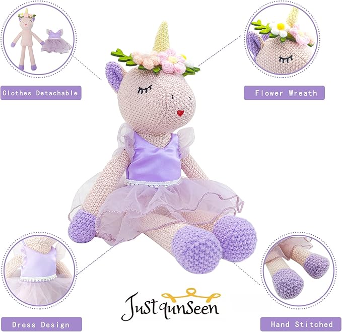 Unicorn Stuffed Animals Plush Ballerina Baby Doll, Unicorn Toys for Girls Age 4-6, Stuffed Animals for Girls 4 Year Old Girl Birthday Gifts Unicorn Decorations for Girls Toys 4-5(Pink)