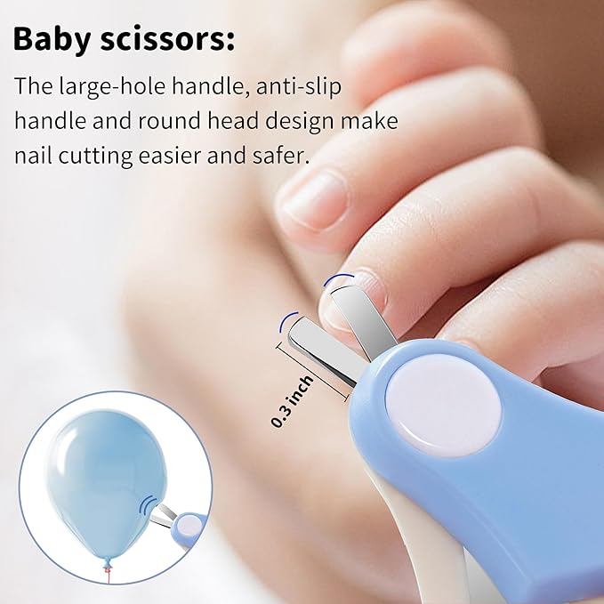 Baby Nail Clippers Kit Baby Grooming Set with Nail Clippers, Scissors, Nail File & Tweezers Baby Care Kit Fingernail Cutter for Baby,Newborn,Infant,Toddler,Kid(Blue)