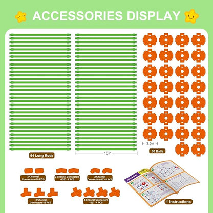 Fort Building Kit for Kids,STEM Construction Toys 3 4 5 6 7 8 9 10 11 12 Activity,140 Pcs,Orange