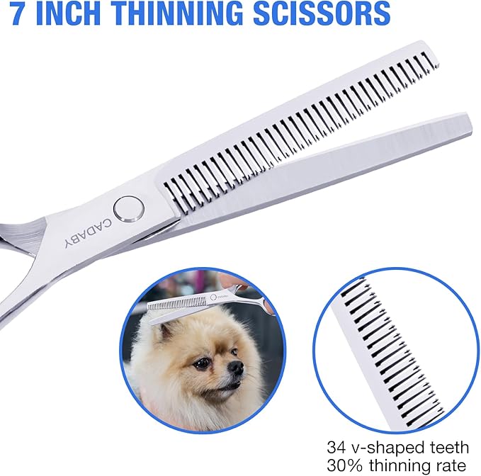 Professional Dog Grooming Scissors, 5 in 1 Kit, 4CR Stainless Steel, Silver, Suitable for Both Hands