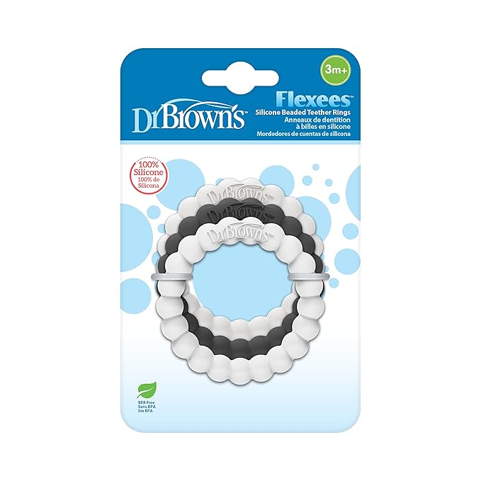 Dr. Brown's Flexees Beaded Teether Rings, 100% Silicone 3 Pack, 3m+