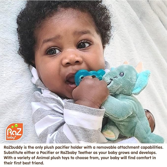 RaZbaby JollyPop Pacifier, Holder w/Detachable Baby Pacifier 0M+, 100%