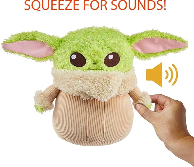 Mattel Star Wars Grogu Plush 12-inch Toy Figure, Soft 'n Fuzzy Character Doll with Sounds