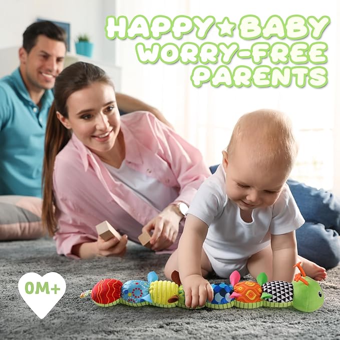 Baby Toys 0 to 12 Months, Musical Stuffed Animal Activity Soft Toys with Multi-Sensory Crinkle