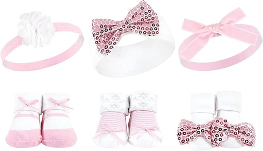 Hudson Baby Girl's Headband and Socks Giftset