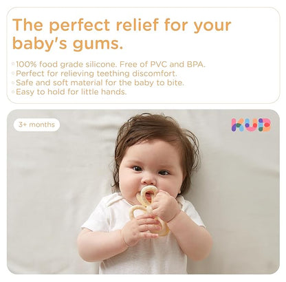 Baby Teething Toys, Silicone Teether Relief Soothing Sore Gums, Baby Chew Toys, Baby Toys 3-12 Months Beige