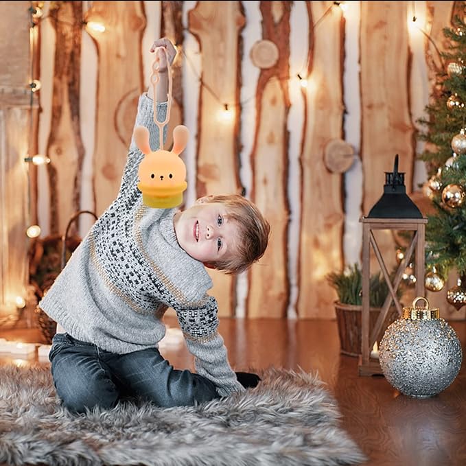 Night Light for Baby Cribs - Nightlight With Timing & Dimming Function 9 Colors Changing Eye Caring Portable Hanging Rechargeable Led Light Up Toddler Bed Room Travel Essentials Soft Silicone BPA Free