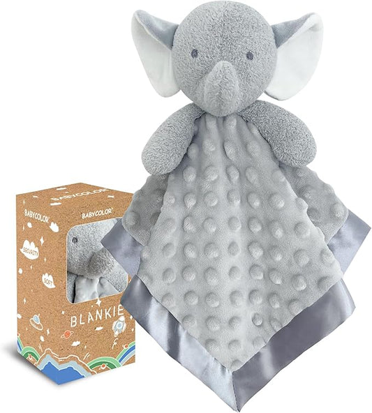 Elephant Baby Security Blanket Loveys for Babies Boys Girls, 15" Soft Baby Lovey Unisex Lovie