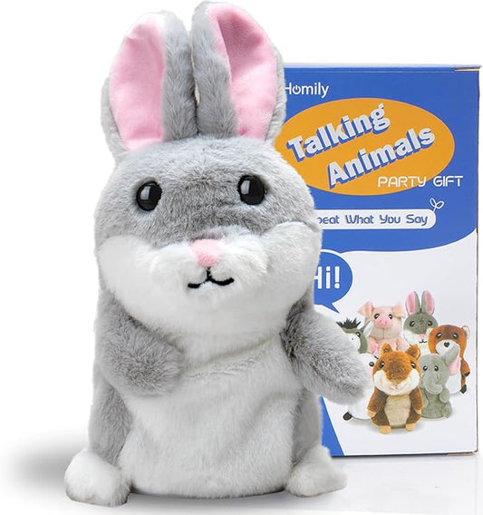 HOMILY Talking Rabbit, Repeats What You Say Plush Animal Toy Electronic Hamster Mouse for Boys