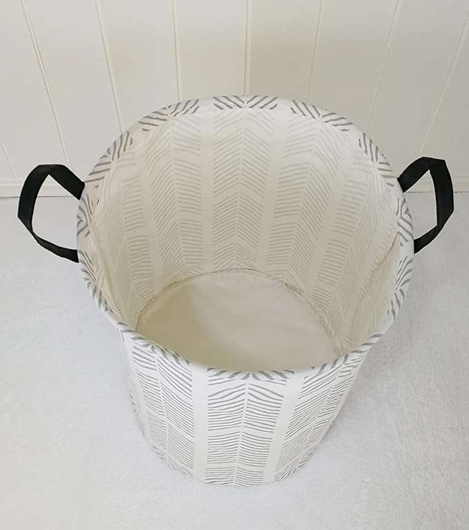 Round Gray Laundry Hamper Storage Basket Organizer Hamper Storage Bins