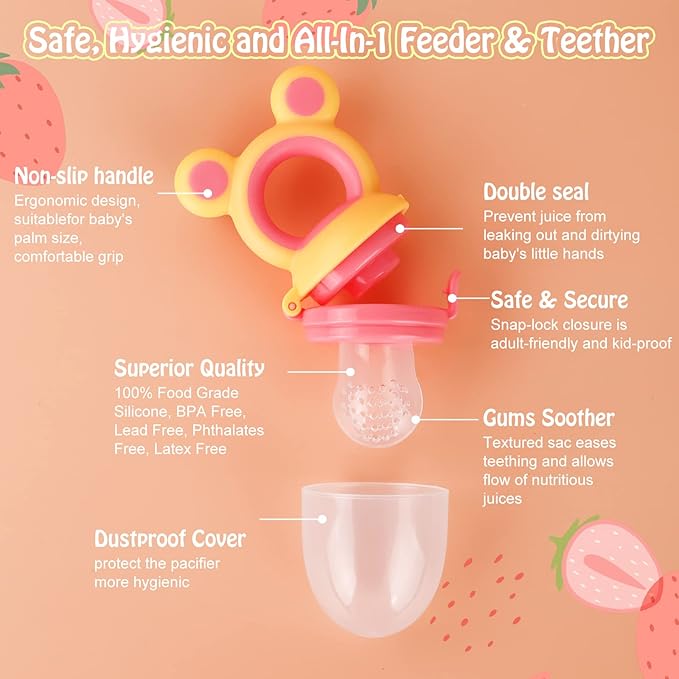 Baby Solids/Frozen Fruit Feeder Pacifier, Infant Teether Toy 4M+ 2-Pack (Mickey