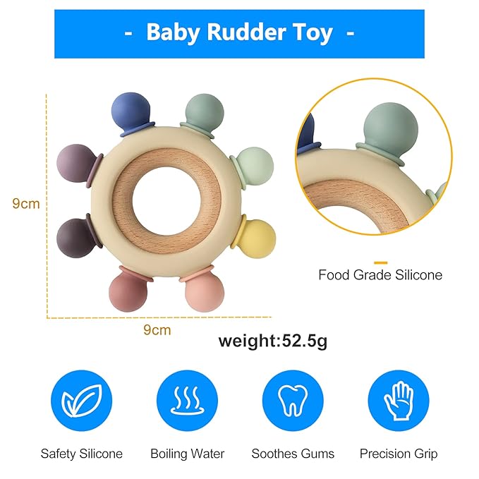 Baby Teething Toys Silicone Teethers BPA Free Silicone Rudder (8 Directions