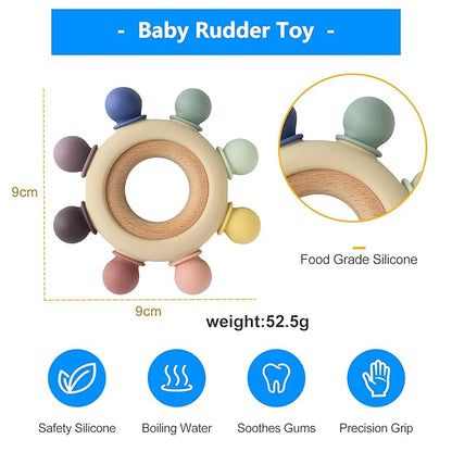Baby Teething Toys Silicone Teethers BPA Free Silicone Rudder (8 Directions