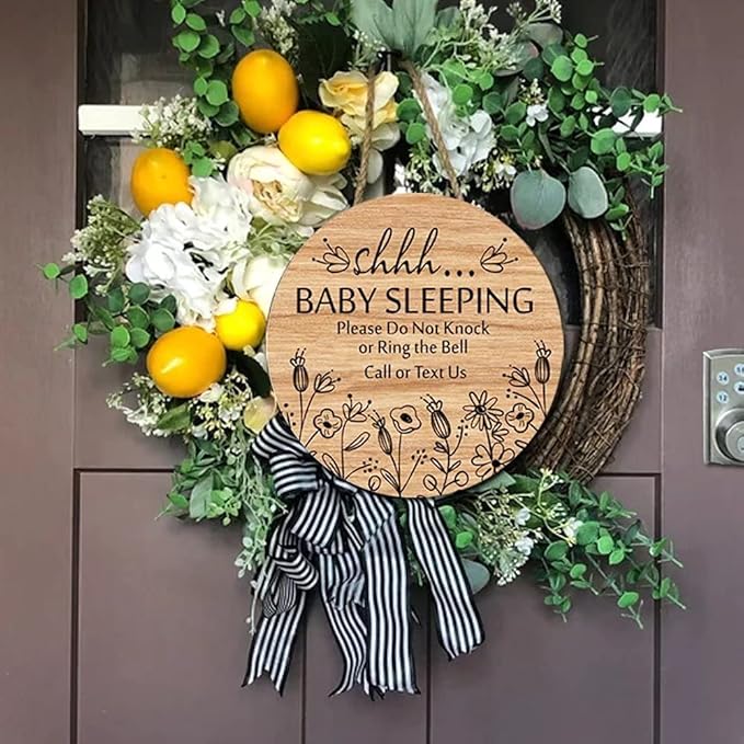Shhh... Baby Sleeping Hanging Sign Plaque, Do Not Knock Or Ring The Bell