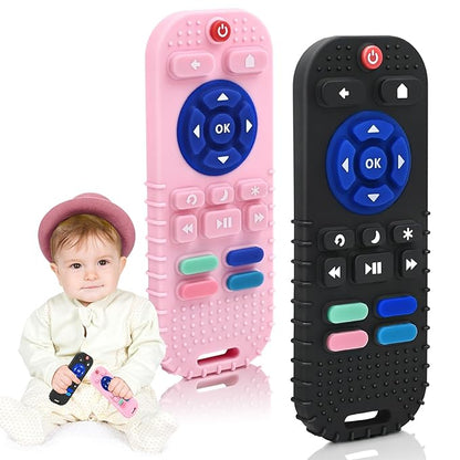 AiTuiTui Teething Relief Teethers Toys for Babies 3 6 9 12 Months Gifts, Silicone Sensory Remote Control Baby Teether Toy for Babies Newborn Infant Boy Girl Autism Toys