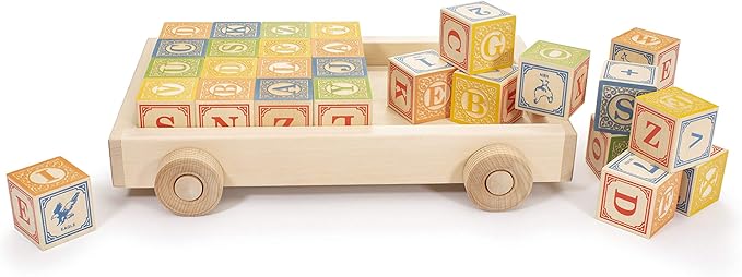 Uncle Goose Classic ABC Blocks with Wagon - Made in